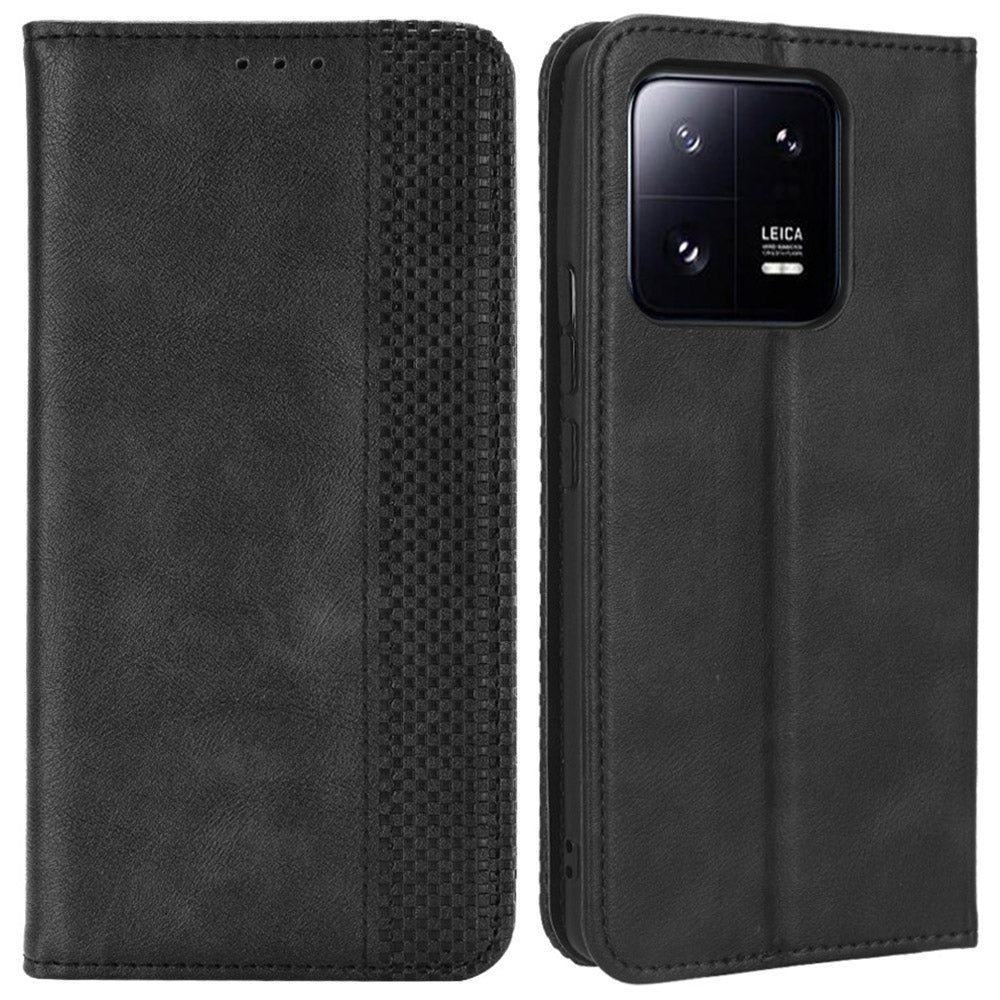 For Xiaomi 13 5G Magnetic Auto Closing Phone Flip Wallet Case Stand Retro Texture Imprinted Pattern PU Leather Scratch-resistant Phone Cover For Xiaomi 13 5G Magnetic Auto Closing Phone Flip Wallet Case Stand Retro Texture Imprinted Pattern PU Leather Scratch-resistant Phone Cover